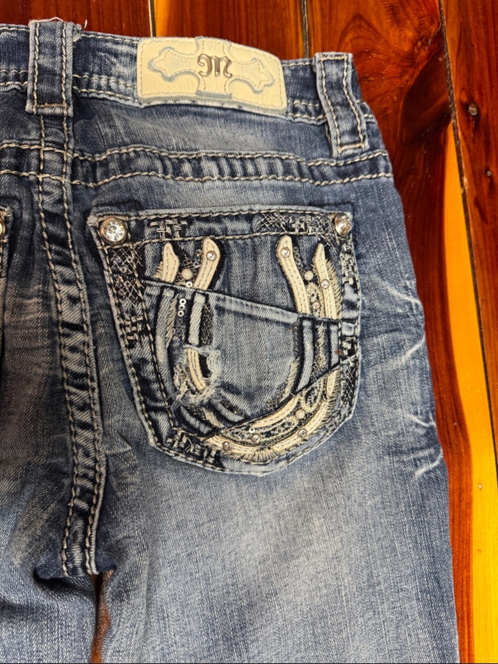 Miss Me Light Blue Washed Flare Jeans T1 - Picture 8 of 11